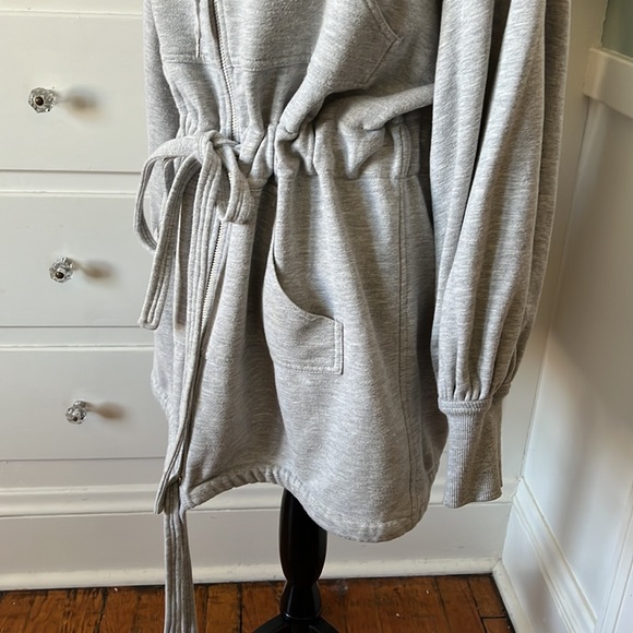 Norma Kamali Everlast gray sweatshirt hoodie dress Shacket with ties S - Picture 5 of 15